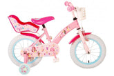 Voordelige Disney Princess 14 Inch Kinderfiets - Trendy en schattige meisjesfiets met handrem, terugtraprem, afneembare zijwieltjes, poppenzitje en mandje, veilig en comfortabel bij Fitmarkt